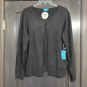 Cielo (boutique brand) Gray Button Front Cardigan 1XL NWT